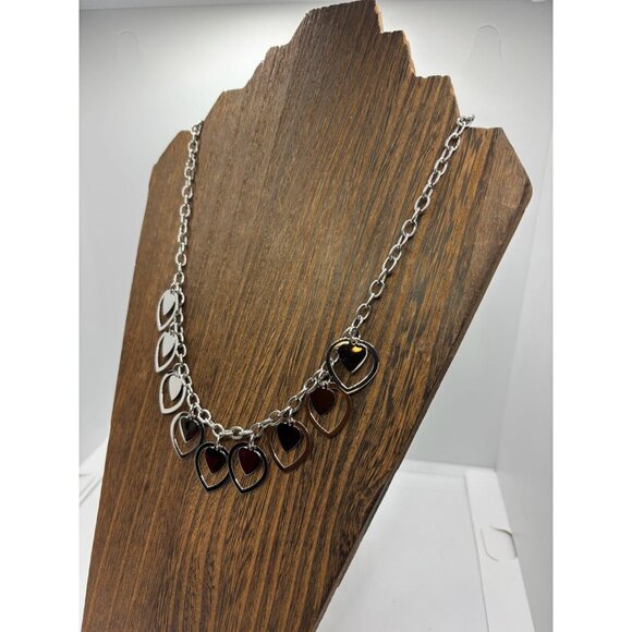 Steel by Design Adjustable Multi Heart Necklace Silver Tone Milor Italy 20" - Picture 6 of 9